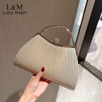 Women Diamond Evening Clutch Purse Wedding Luxury Designer Handbag Pleated New Gold Hand Bag Chain Shoulder Bag Sac A Main X539H