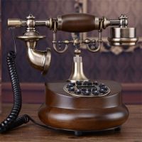 2 Antique Corded Telephone Resin Fixed Digital Retro Phone Button Dial Vintage Decorative Rotary Dial Telephones Landline For Home