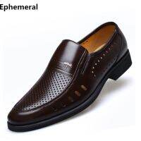 Male Loafers Cow Leather Cut-outs Slip-on Breathable Loafers 48 Men Shoes For Wedding Business Plus Size 48 Brown Black