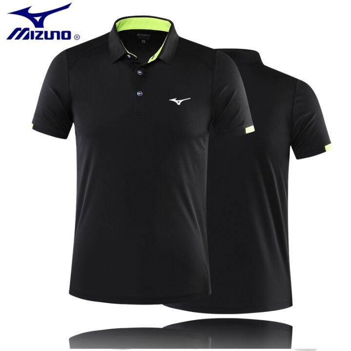 mizuno-เสื้อโปโลเคลื่อนไหวแขนสั้นเสื้อยืดผู้ชายหลวมกอล์ฟแห้งเร็วในช่วงฤดูร้อนของการฝึกอบรมเทนนิสระบายอากาศหญิง