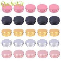 ✢✑✒ 30pcs 5/10/15/20/30/50g Rosegold Round Empty Silver Aluminum Tin Spice Candle Jars Cosmetic Lip Balm Container Refillable Bottle