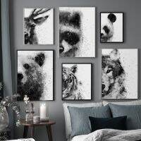 Animal Wall Art Canvas ที่มีหมีหมาป่ากวางแพนด้าเสือแรคคูนอร์ดิกโปสเตอร์และภาพพิมพ์สำหรับตกแต่งห้องนั่งเล่น0921สวยงามและไม่เหมือนใคร