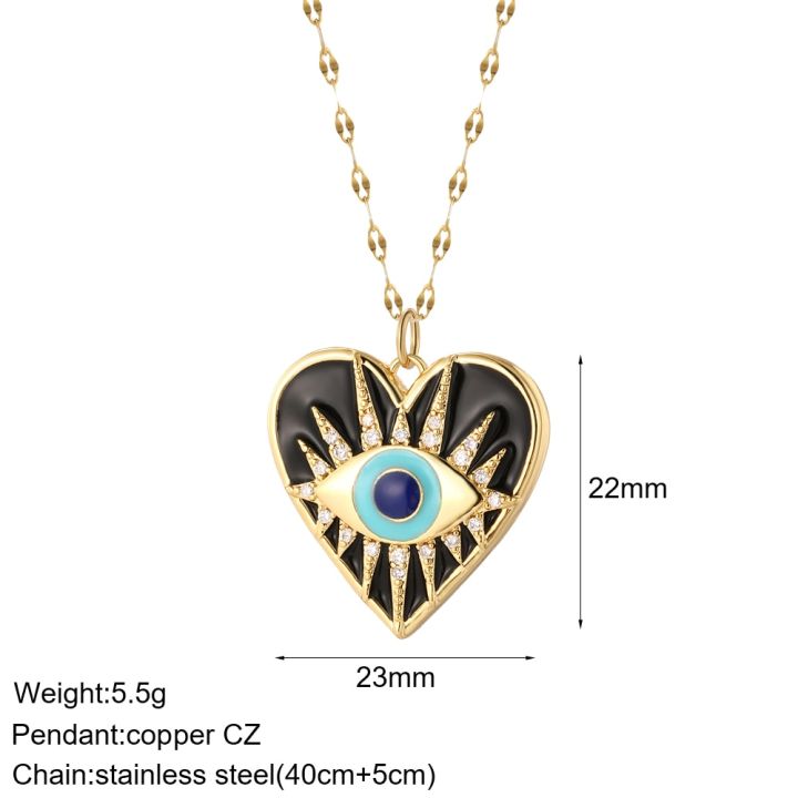 heart-evil-blue-eye-sun-necklace-for-women-cute-dog-bee-elephant-gold-color-pendant-womans-collars-long-stainless-steel-chains-headbands