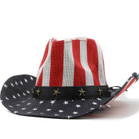 Simple straw หมวกคาวบอยผู้หญิงผู้ชาย USA American FLAG Western หมวก Man หมวก Outback Toyo Sun Hat