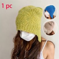 PS Store 1 Pc New Winter Warm Crochet Ear Protection Hat Solid Color Unisex Knitted Caps Bonnet