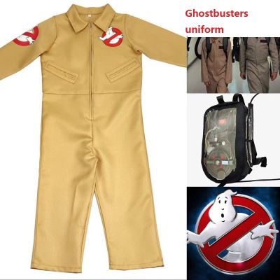 Kid Halloween Costumes Movie Theme Ghostbusters Uniform Cosplay Clothing Jumpsuit Bag Suitable Adult And 3-15 Years Children