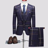 New Groom Shadow Tower Suit Set Male Korean Cultivation Performance Three -Piece Family Business Leisure