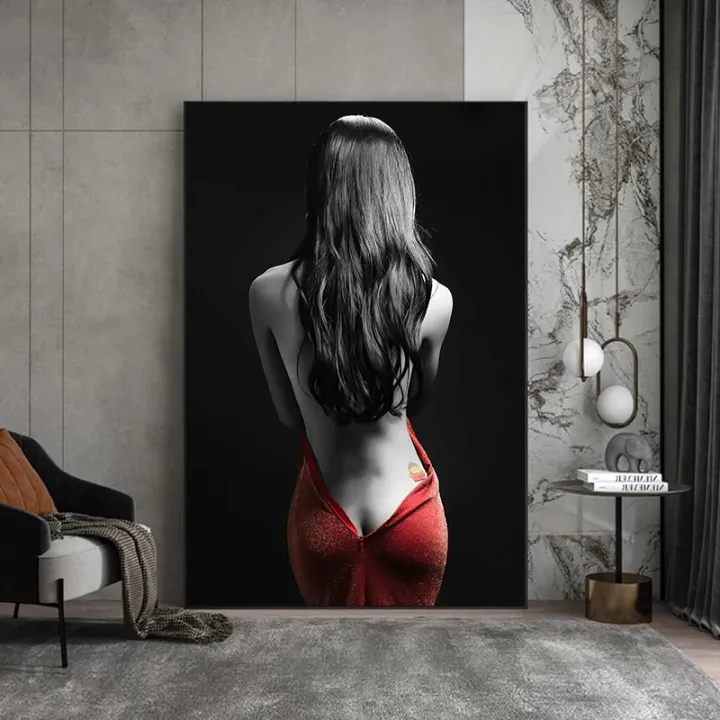 Modern Half Nude ผหญงเซกซ Body ภาพวาดผาใบ Naked โปสเตอรและพมพ Cuadros Wall Art รปภาพ