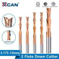 XCAN 2 เครื่องตัดขลุ่ย 3.175-12 มม. ก้านซ้ายเกลียวลงเครื่องตัดคาร์ไบด์เกลียว End Mill สําหรับตัดอลูมิเนียม CNC Router Bit