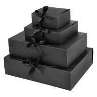 1pcs Black And White Kraft Paper Gifts Boxs With Ribbon Wedding Cookies Candy Box Birthday Gifts Packaging Boxs Supplies