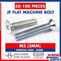 [A TOOL]】กลอนประตู M3หัวแบน /Countersunk 50-100ชิ้น/สลักเกลียวเครื่องจักร JF สกรูคลัง