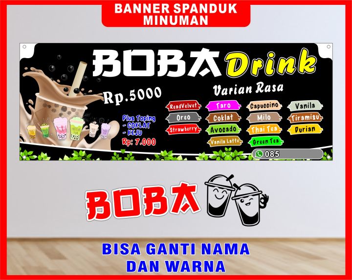 Spanduk Banner Backdrop Minuman BOBA / Banner Minuman BOBA / Spanduk ...