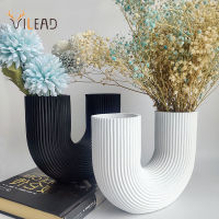 Vilead Nordic Resin U Shape Vase Modern Style Decor for Office Kitchen Desktop Indoor Dining Room Home Dried Flowers Ornaments