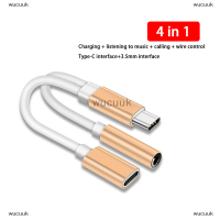 wucuuk อะแดปเตอร์สายชาร์จเสียง AUX 2in1 USB Type C ถึง3.5มม. แจ็คหูฟังแยกสำหรับ Xiaomi Huawei