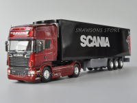 โมเดลรถบรรทุกสเกล 1:50 Diecast Scania 730 Tractor With Container Semi-Trailer พร้อมกล่องเก็บของ 33 ซม.