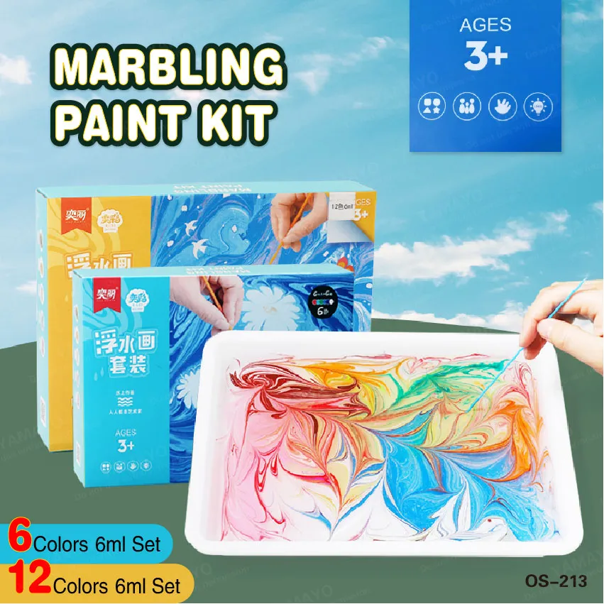 6/12 Colors Water Marbling Paint Kit For Kids Art Painting on