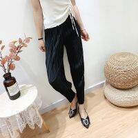 2023 Hot Miyake pleated  new spring and summer large size loose casual harem pants for women slim and thin nine-point bloomers