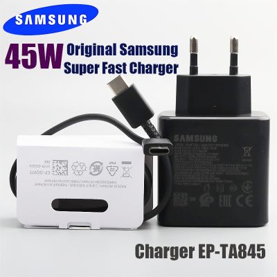 Samsung ดั้งเดิม45W PPS PD ที่ชาร์จความเร็วสูงซุปเปอร์ปลั๊ก EU/US ชนิด C คู่สายสำหรับข้อมูล USB Galaxy S20 FE S21 A12 A31 A51 M1 A71