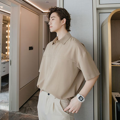 MOLLGESummer Thin Short-sleeved Shirt Men Korean Fashion Handsome Loose Shirt