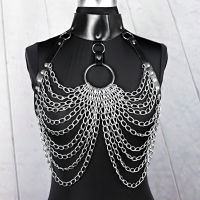 Goth เข็มขัด PU หนัง Body Harness Chain Top หน้าอกเข็มขัดเอว Gothic Punk แฟชั่นโลหะสาวเทศกาลเครื่องประดับ Y2k อุปกรณ์เสริม