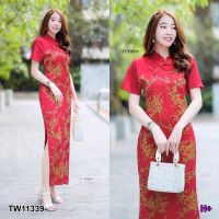 SS11339 Dress เดรส กี่เพ้า ลายดอก