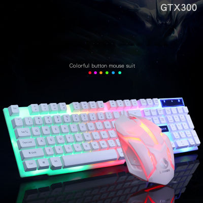 Wired Glow Gaming Competitive Keyboard and Mouse Combo Set USB Keyboard 104 Keys Rainbow Backlight Lightweight for PC Equipment