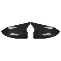 Carbon Fiber Look Horn Side Door Rearview Mirror Cover Trim Shells Cap for 2021 2022