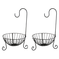 2X Practical Tableware Metal Fruit Basket Detachable Banana Hanger Storage Holder Hook