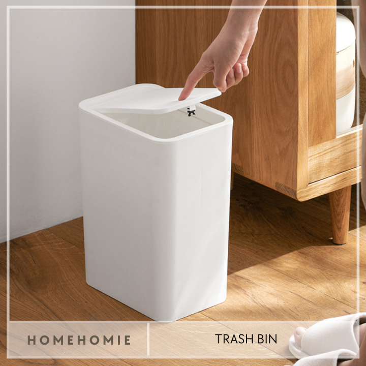 Homehomie 8L White Modern Rectangle Compact Narrow Rubbish Garbage