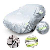 ↂ Spot Supply Cross-Border Car Cover Car Cover 170T Silver Coated Sunscreen With Reflective Strip Universal Car Cover