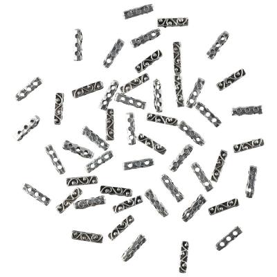 OKDEALS แท่งสเปเซอร์สี่เหลี่ยม18mm5mm 3รูตัวเชื่อมต่อลูกปัดหลายเส้นเงินโบราณบาร์เชื่อมแบบขนานลูกปัดโลหะรูสำหรับทำเครื่องประดับ