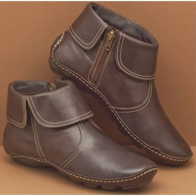 ☸◊⊙ รองเท้าบูทมาร์ติน แบบหนัง หัวกลม แต่งซิปด้านข้าง สําหรับผู้หญิง 2023 43