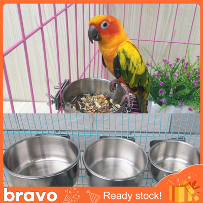 HAIZHOU Stainless Steel Bird Feed Box Parrot Cups Bowls Container for Food Water Feeding Supplies