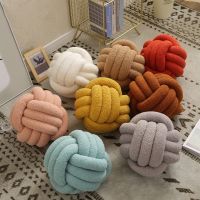 Knotted Ball Throw Pillow Ultra Soft Companionship Decorative Hand-woven Knotted Ball Lamb Velvet Sofa Cushion For Bathroom