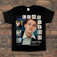 JKJK เสื้อยืด Leonardo Dicaprio หายาก Unisex บุรุษสีดำไซส์ S ถึง 2