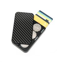 （Layor wallet） ผู้ถือบัตรเครดิตคาร์บอนไฟเบอร์กระเป๋าสตางค์ Rfid Blocking Slim Cardholder Anti Protect Clip For Men Minimalist Box Fit 6 Cards