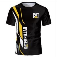 2023 newใหม่ เสื้อยืดลําลอง แขนสั้น พิมพ์ลายโลโก้ CAT 3D สีดํา สําหรับผู้ชาย