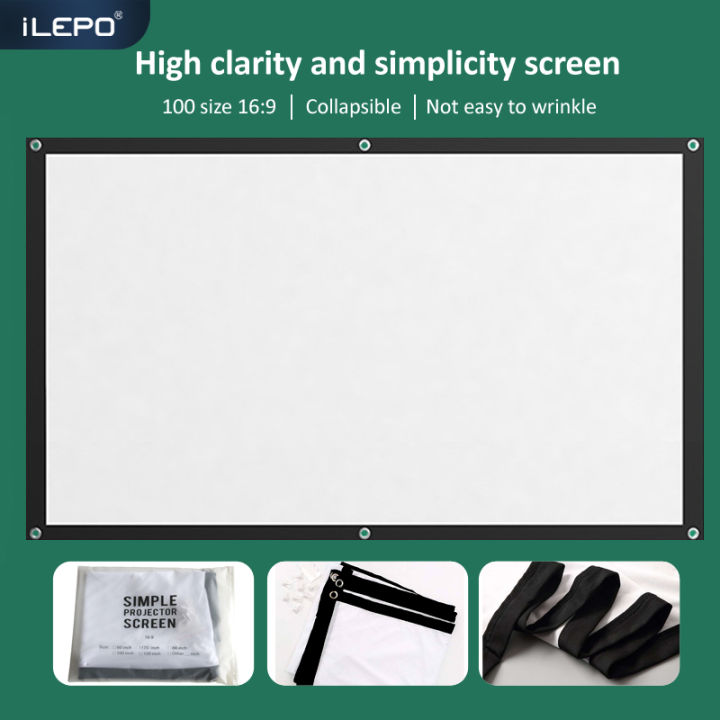 จอฉายโปรเจกเตอ-simple-screen-100-inch-projection-cloth-foldable-not-easy-to-wrinkle-home-projector-screen-cloth