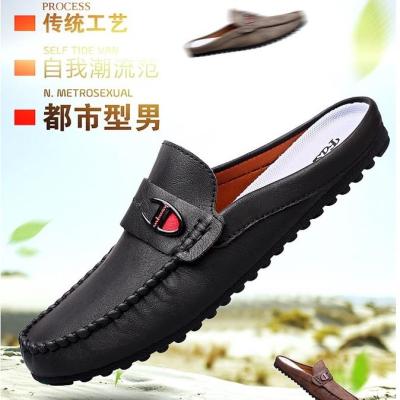 ↂ❄☇ Half drag leather beanie shoes casual loafers shoes loafers mens genuine leather shoes