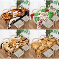 Christmas Gingerbread Tiny House Printed Wedding Tablecloth Oil Resistant Table Cover Kitchen Home Decor Tablecloth