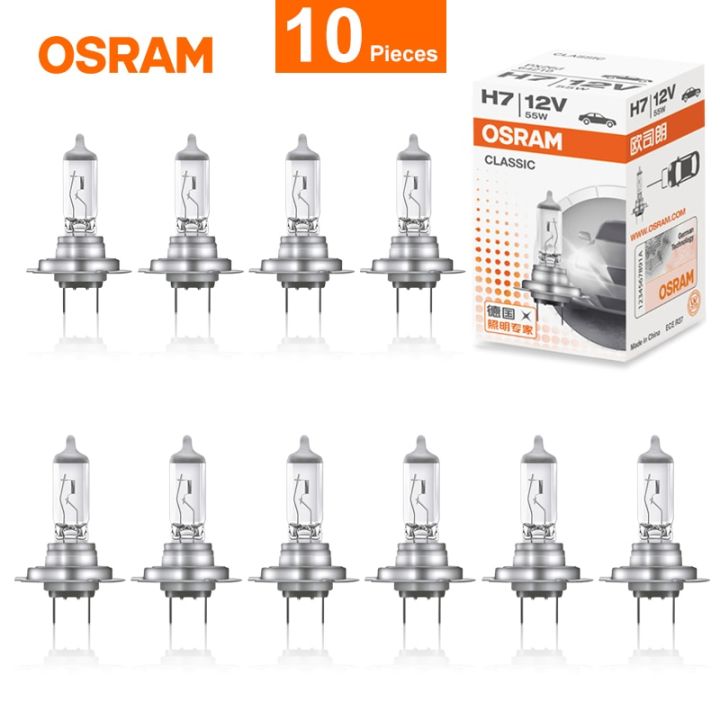 10pcs OSRAM H7 Headlight Bulb 12V 55W PX26d 3200K Yellow Light 64210L Original  Line Halogen Lamp Auto 1500LM OEM China Wholesale