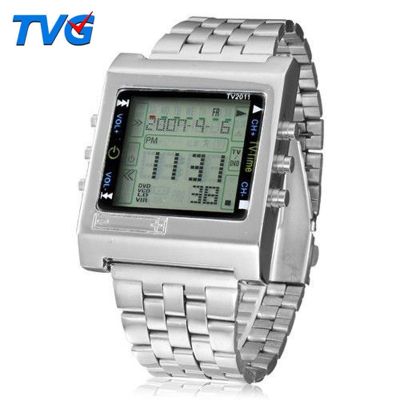 （A Decent035）TVG LuxuryMenRectangle รีโมทคอนโทรล Sport Watch Alarm TV DVD Remote MenWristwatch