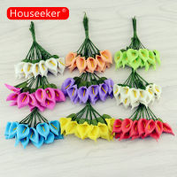 Houseker มินิโฟม Calla Lily ปลอม12ชิ้นช่อดอกไม้ประดิษฐ์ตกแต่งงานแต่งงานของขวัญวันวาเลนไทน์