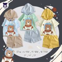 ???? ???? ✨️????????? ????✨️ เสื้อแขนสั้น มีฮู้ด + กางเกงขาสั้น Size:6M-5Y  [6-12 , 12-18 , 18-24 , 3Y , 4Y , 5Y]