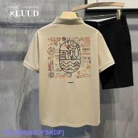 Top LUUD Cool Back Personalized Printed POLO Shirt Short-Sleeved Summer Style Piqué Cotton Casual Lapel Top Men YY ๑℡☢