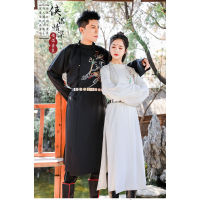 Original Ming Dynasty Round Neck Embroidered Hanfu Robe With Belt Men Women Chinese Style Couple Hanfu Ancient Cosplay Costume