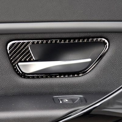 4PCS/Set Carbon Fiber Car Door Handle Stickers Decoration For BMW 3 Series F30 3GT F34 2013-18 Auto Interior Tuning  Accessories