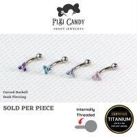 FiBiCandy 16G ไทเทเนียม ASTM F136ฝังไทเทเนียมเกรด FIBIICB006 Tri-Petal CZ 4.5Mm