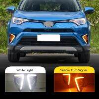 【528 Oiozkhjue ร้อน】ที่น่าสนใจ♕Lampu Jalan กลางวันสำหรับรถยนต์โตโยต้า RAV4 2016 2017 2018สัญญาณเลี้ยวไฟตัดหมอกเครื่องประดับโคมไฟไฟตัดหมอกอัตโนมัติ