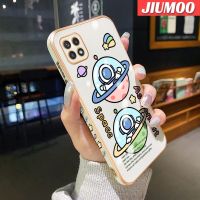 JIUMOO เคสปลอกสำหรับ Samsung Galaxy A22 5G A22เคส M22ลายการ์ตูนบางอวกาศนักบินอวกาศสุดหรูเคสซิลิโคนนิ่มดั้งเดิมคลุมทั้งหมดเคสป้องกันทนแรงกระแทกกล้อง